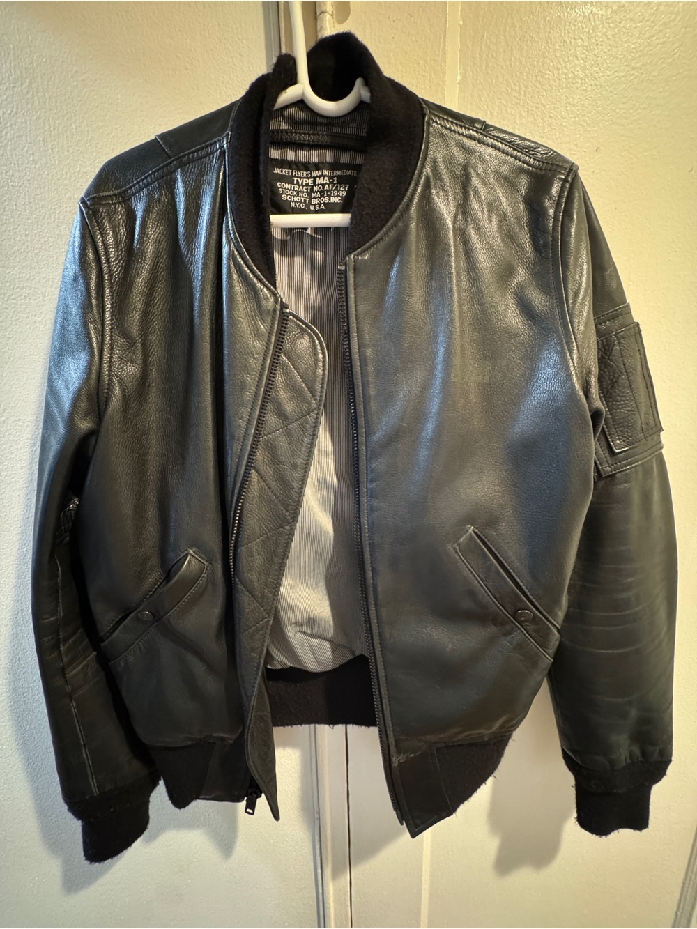 Scott 237 LIGHTWEIGHT NATURAL PEBBLE COWHIDE MA-1 BOMBER JACKET